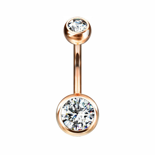 Titanium Belly Ring 14 Gauge 7/16" (11 MM) & Color CZ Gems