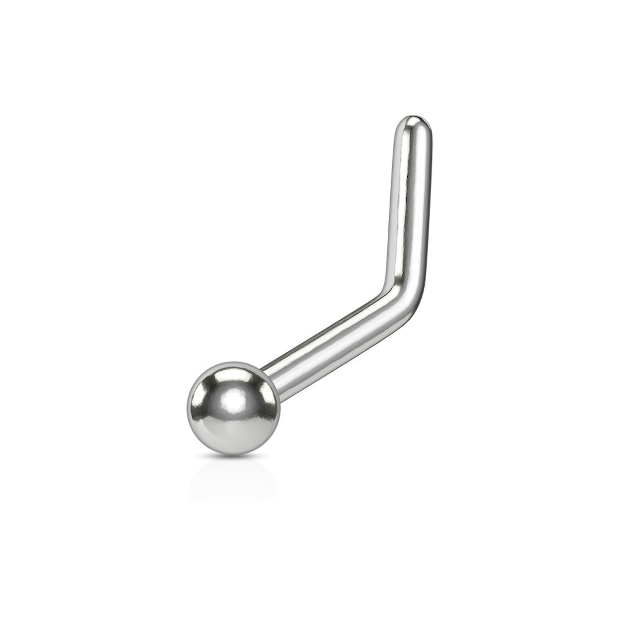 Titanium Nose Ring Stud 20 & 18 Gauge 1/4" L Bend with Ball Dome Spike