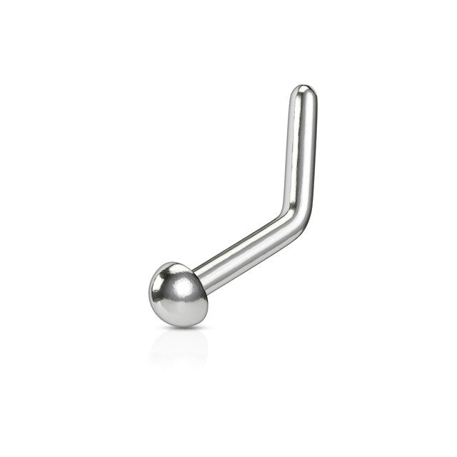 Titanium Nose Ring Stud 20 & 18 Gauge 1/4" L Bend with Ball Dome Spike