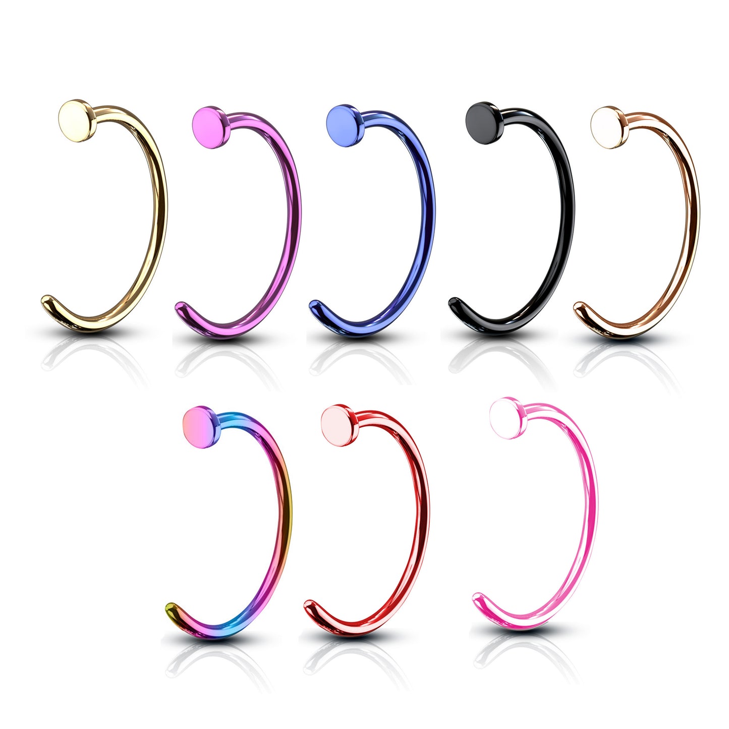 Titanium Anodized Nose Ring Hoop 20 Gauge - 8 Colors