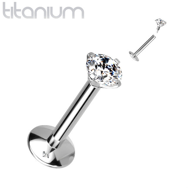 Titanium Monroe / Labret Stud Ring 16 Gauge & Internally Threaded Gem