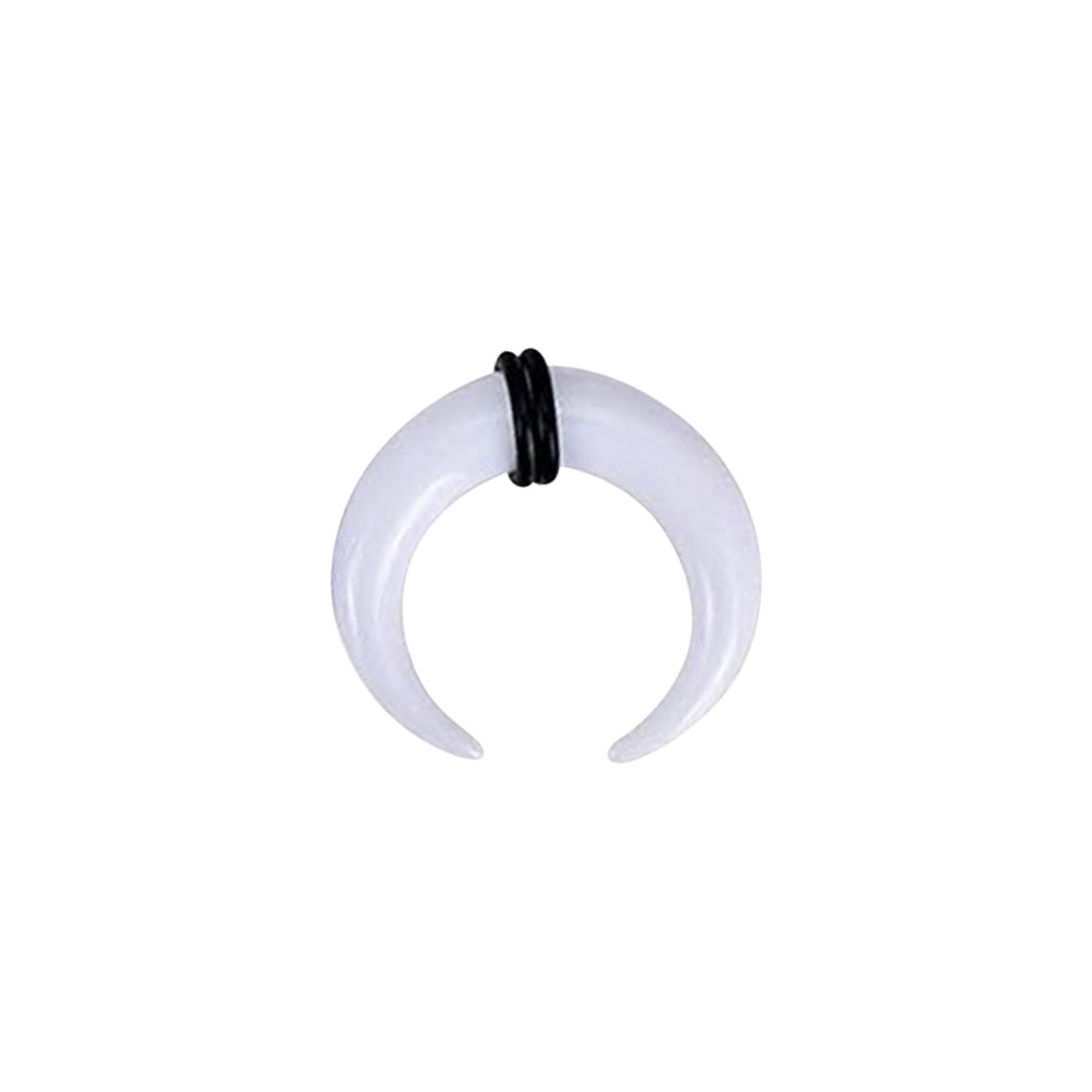 Acrylic White Bull Horn Tapers Septum & Ear & O-Rings - Pair