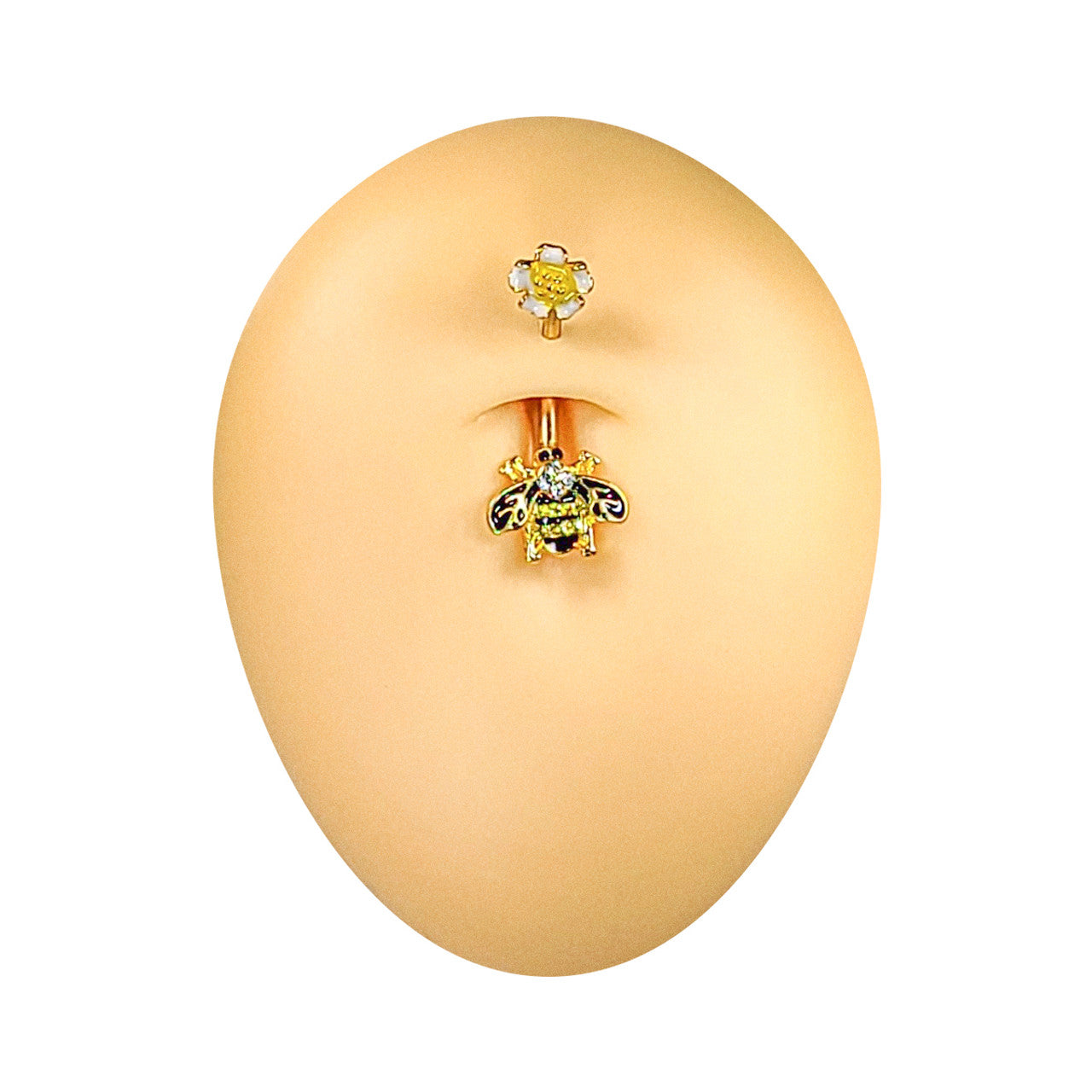 Surgical Steel Belly Button Ring Curved Barbell 14 Gauge with Bee Gem