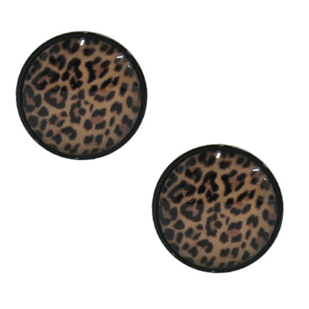 Acrylic 2 & 4 Gauge Screw Fit Ear Plugs with Black Leopard Skin - Pair - photo 2