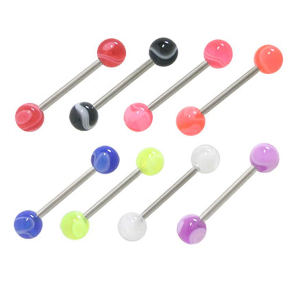 Surgical Steel 14 Gauge Tongue Barbell Marble with Ball