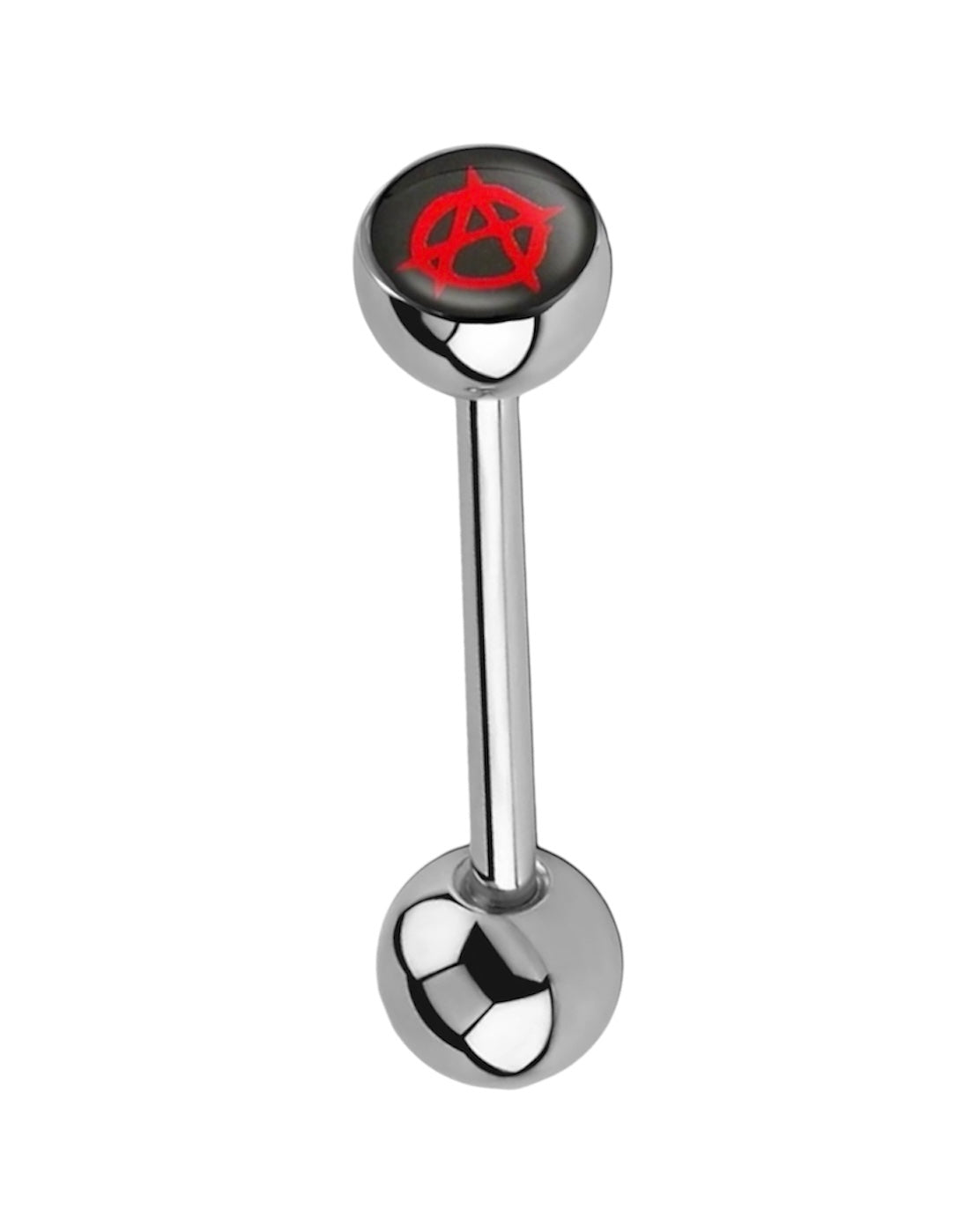 Surgical Steel 14 Gauge Tongue Barbell with Anarchy Logo Ball - photo 2