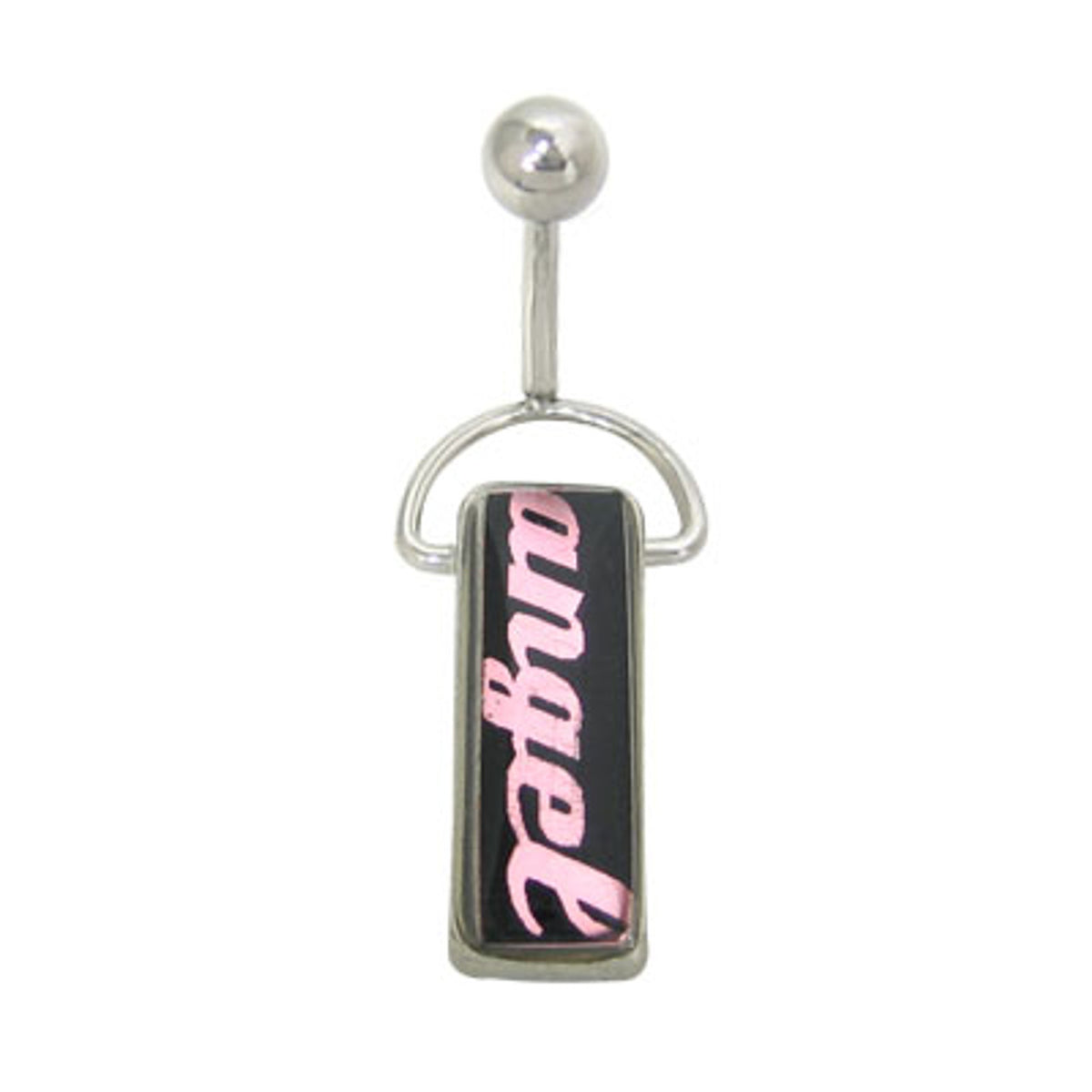 Surgical Steel 14 Gauge Belly Ring with Glow in Dark Angel Logo