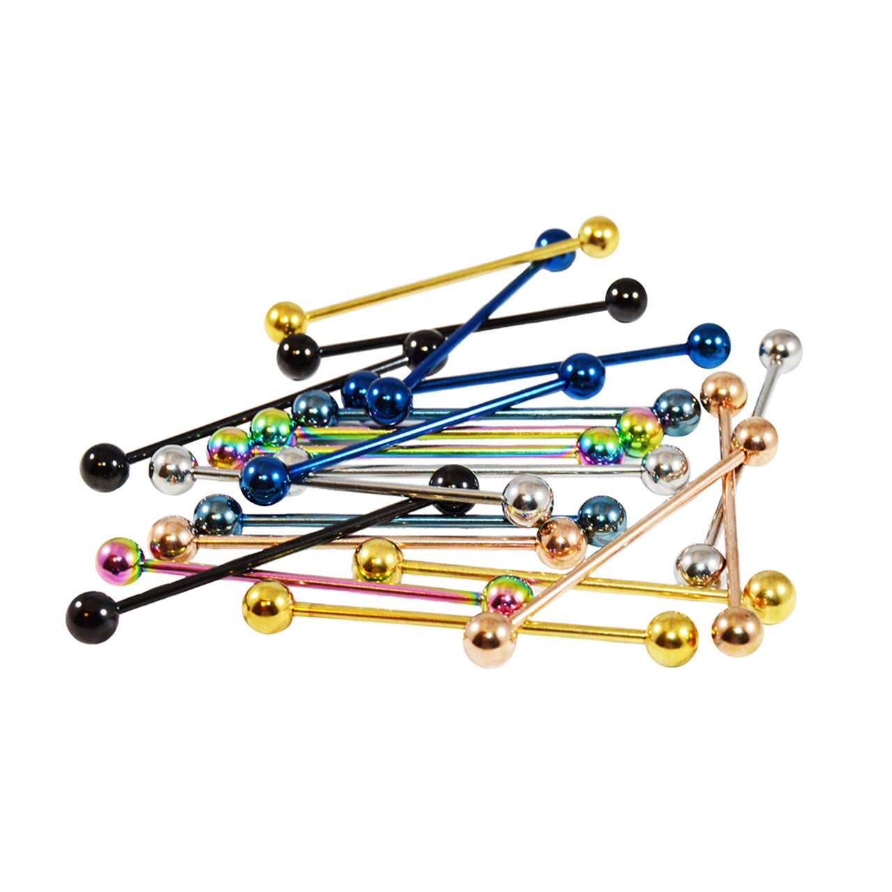 Surgical Steel Anodized Industrial Barbell 14 Gauge 1-1/2" - 10 Pack