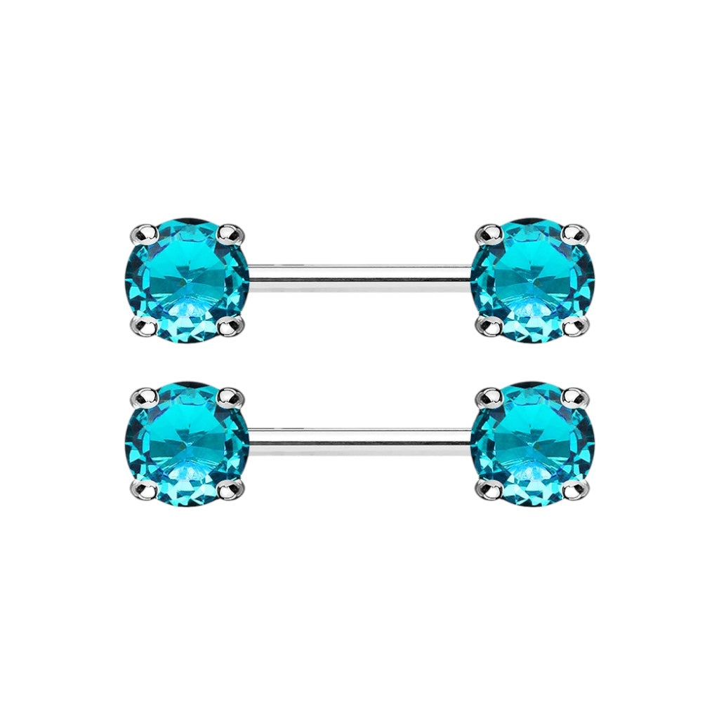 Surgical Steel 14 Gauge Nipple Barbell with Front Facing CZ - Pair - photo 12