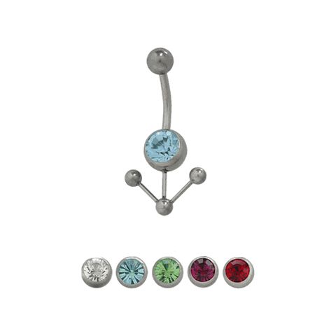 Surgical Steel 14 Gauge Belly Ring with Arrow Pointing Down CZ