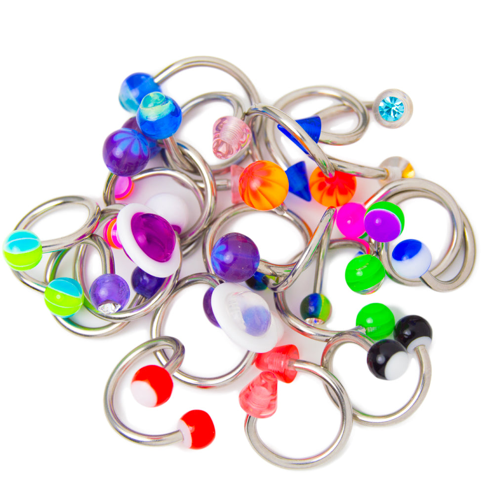 Surgical Steel 14 Gauge Twister Ring Mix - 20 Pack