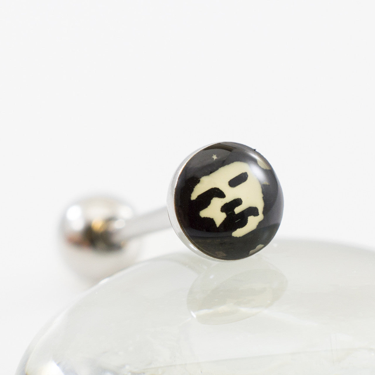 Surgical Steel Tongue Ring Straight Barbell 14 Gauge Che Guevara Logo