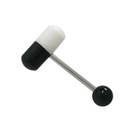 Surgical Steel Tongue Ring Straight Barbell 14 Gauge with Pill Design