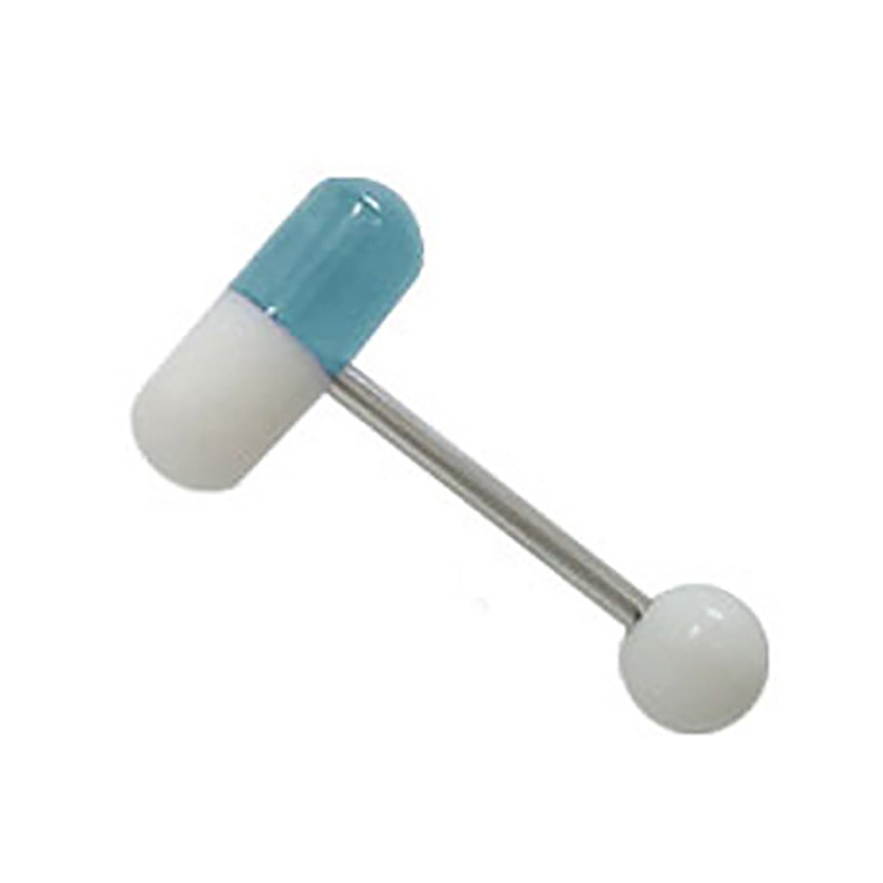 Surgical Steel Tongue Ring Straight Barbell 14 Gauge with Pill Design