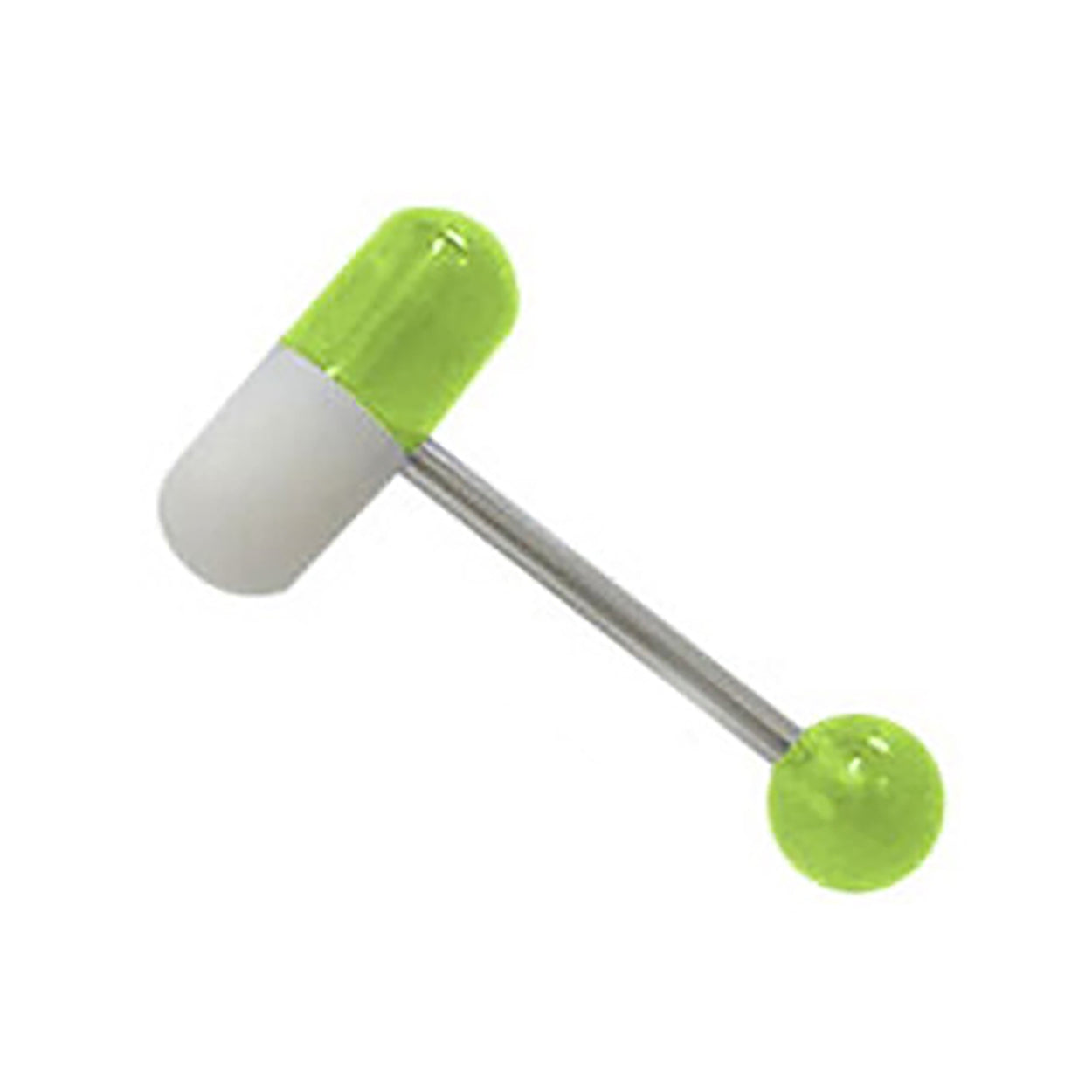 Surgical Steel Tongue Ring Straight Barbell 14 Gauge with Pill Design