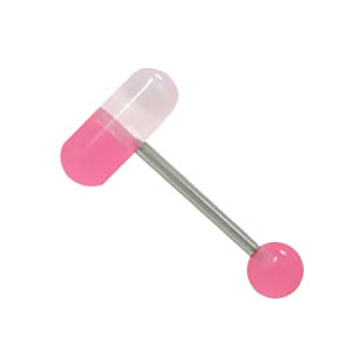Surgical Steel Tongue Ring Straight Barbell 14 Gauge with Pill Design