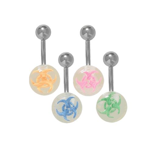 Surgical Steel 14 Gauge Belly Ring with Acrylic Toxic Logo Ball
