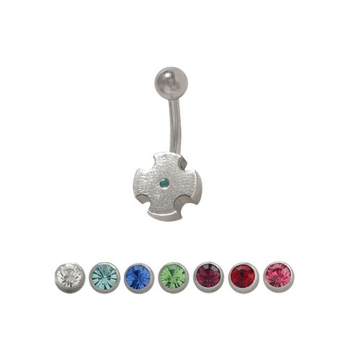 Surgical Steel 14 Gauge Belly Ring with CZ Jewel Design