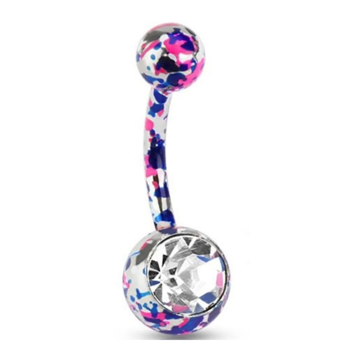 Surgical Steel Belly Button Ring 14 Gauge With Paint Splatter - 2 Pack