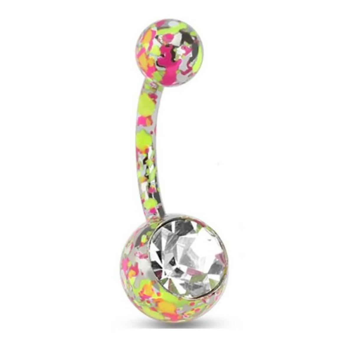 Surgical Steel Belly Button Ring 14 Gauge With Paint Splatter - 2 Pack
