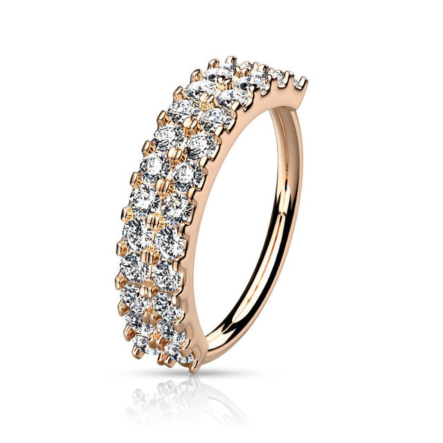 Surgical Steel Bendable Nose Hoop Ring 20 Gauge With Double Lined Gem
