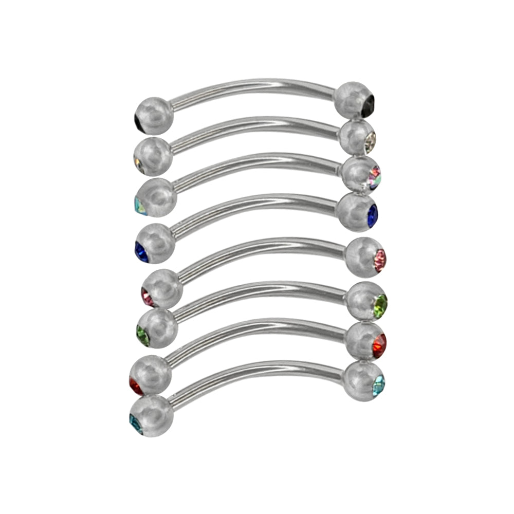 Surgical Steel 16 Gauge Curved Barbell with CZ Ball Bezel - photo 2