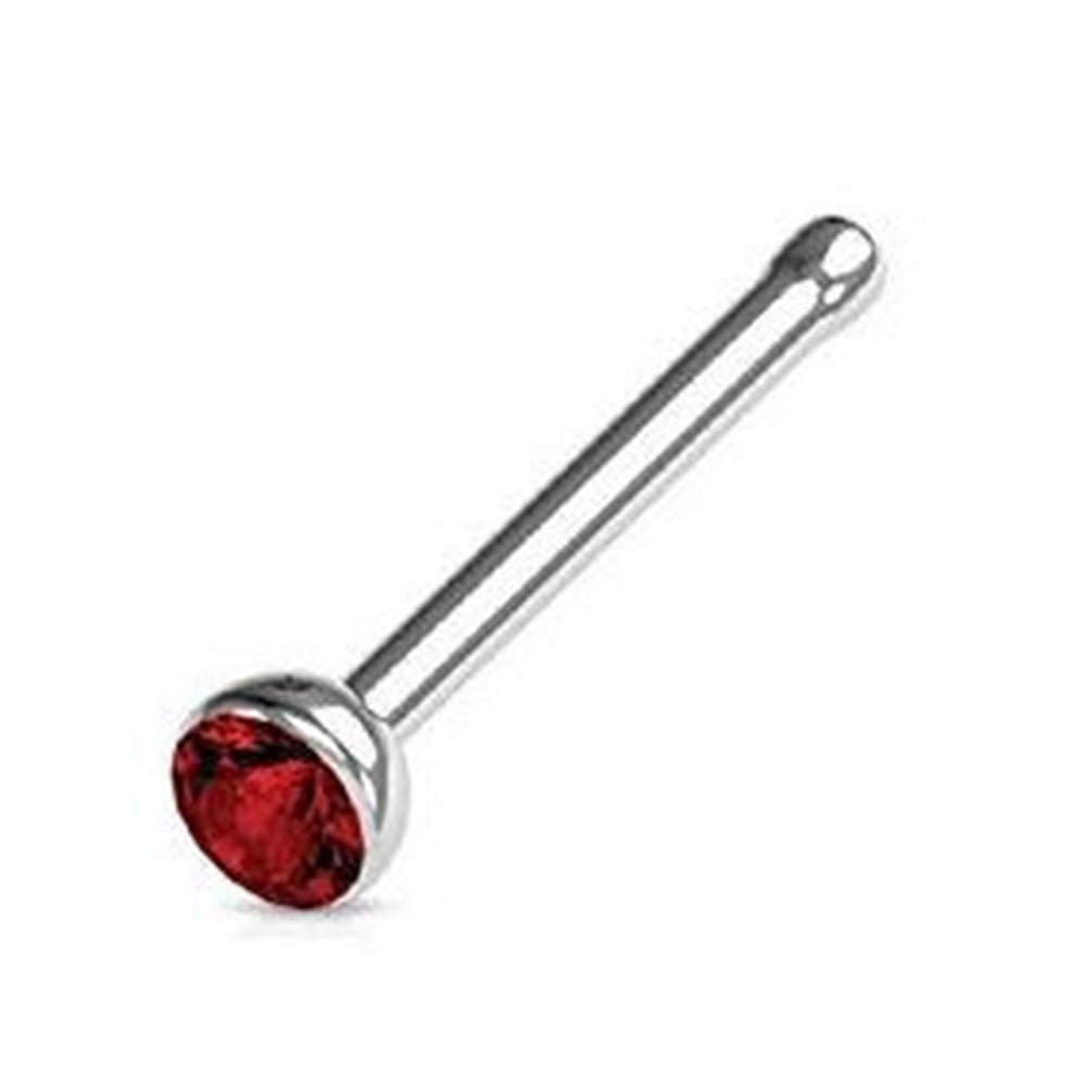 Surgical Steel 18 to 20 Gauge Nose Bone with Red CZ