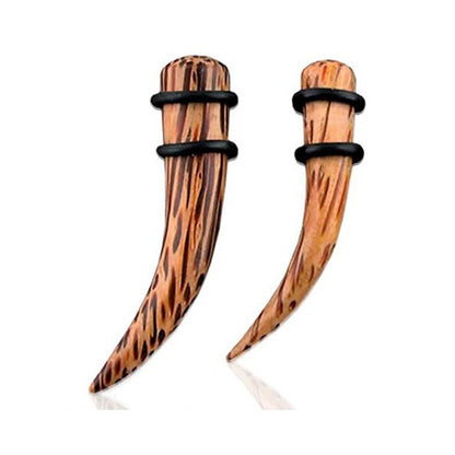 Organic Coco Wood Curved Ear Plug Expander Taper with O-Rings - Pair