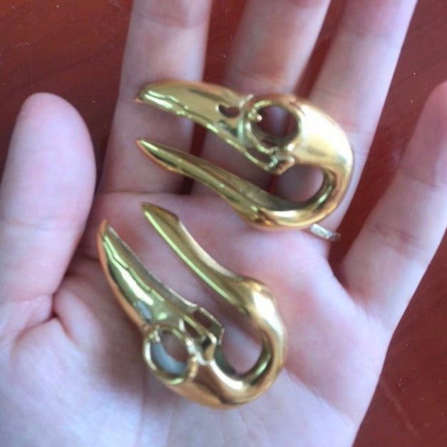 Surgical Steel Ear Weight Hanger Plug 1/2" Gauge & Raven Skulls - Pair