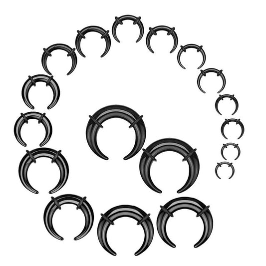 Acrylic Bull Horn Tapers Septum & Ear Plugs With O-Rings - Pair