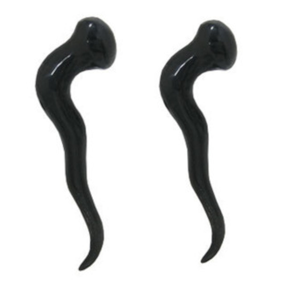 Black Acrylic 2 Gauge Tail Spiral Taper Ear Gauges - Pair