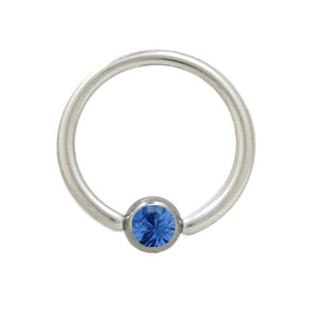 Surgical Steel 14 & 16 Gauge Captive Bead Ring with Blue CZ