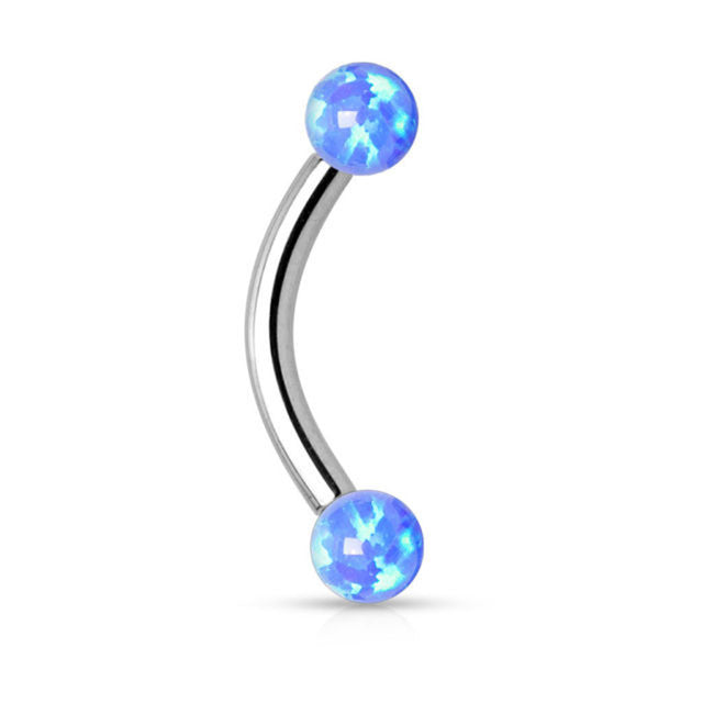 Surgical Steel 16 Gauge Curved Eyebrow Barbell with Opal End - photo 4