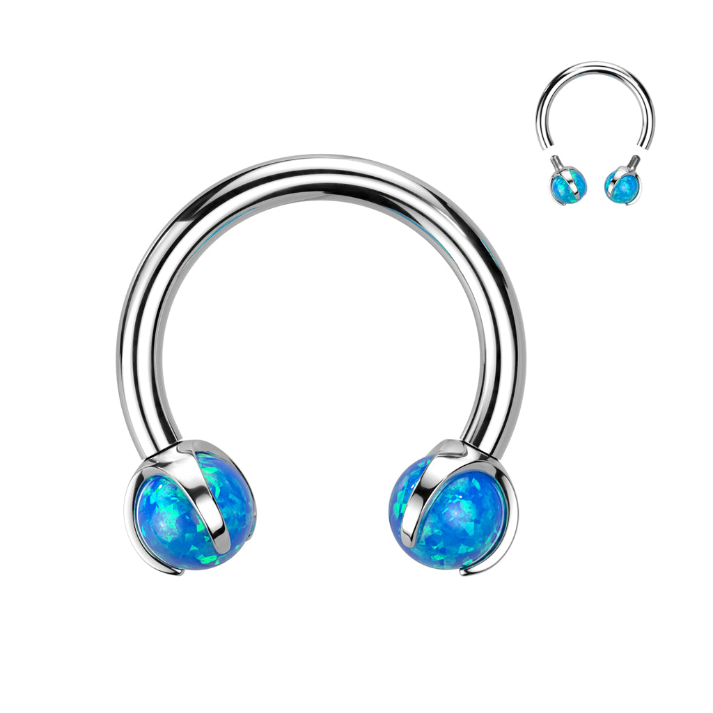Titanium Horseshoe Circular Barbell 16G 8mm with Dragon Claw Opal - photo 6