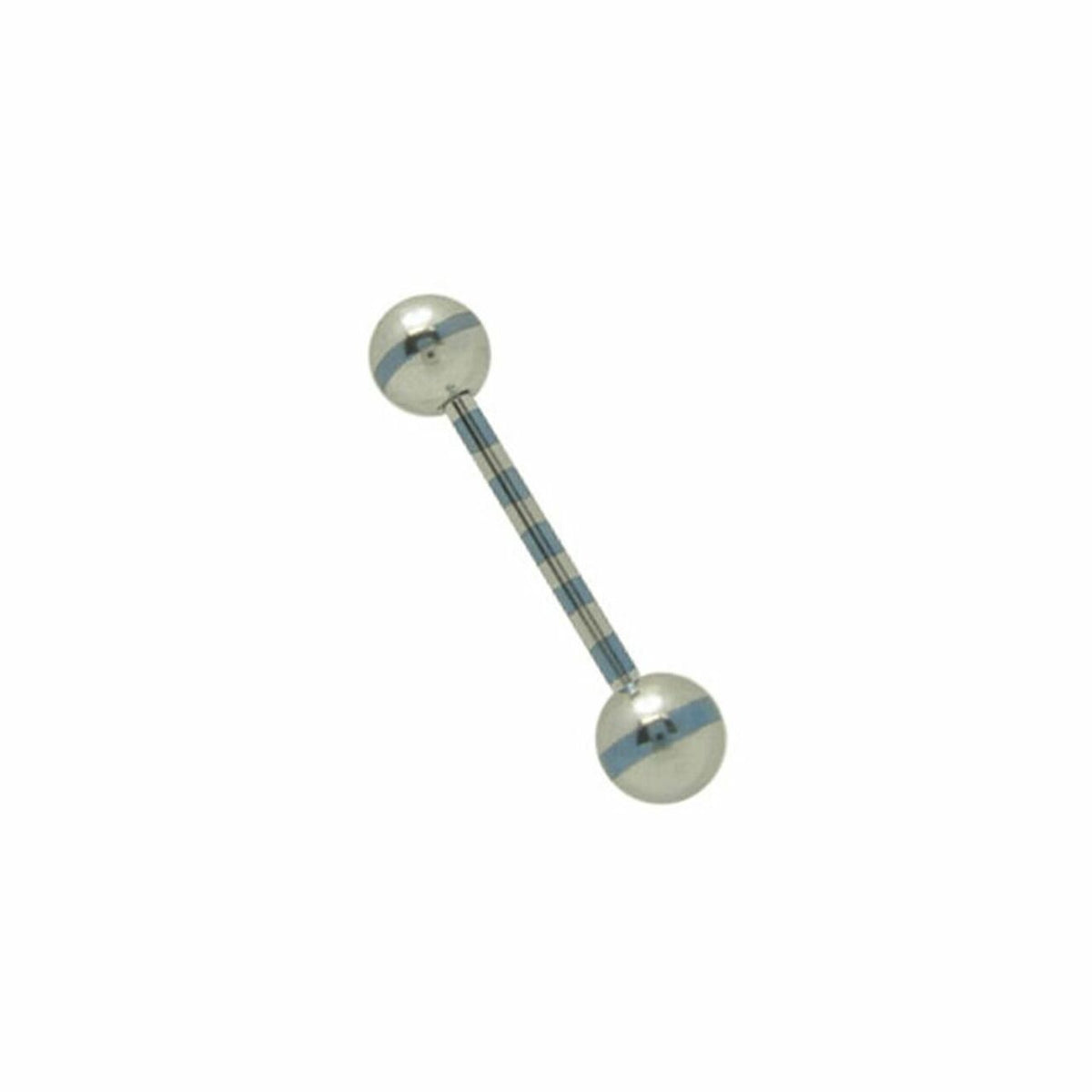 Surgical Steel 14 Gauge Tongue Barbell with Metallic Striped Balls - photo 2