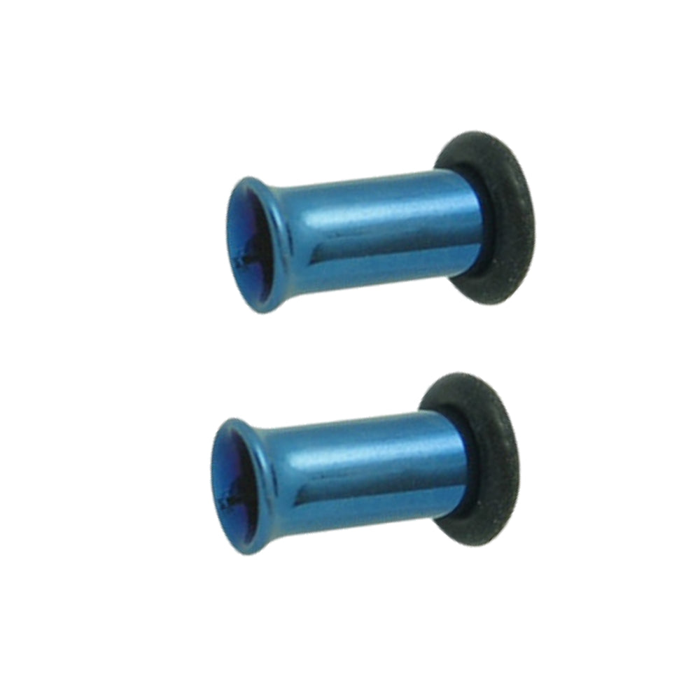 Titanium 6 Gauge Single Flare Ear Tunnels in Dark Blue - Pair