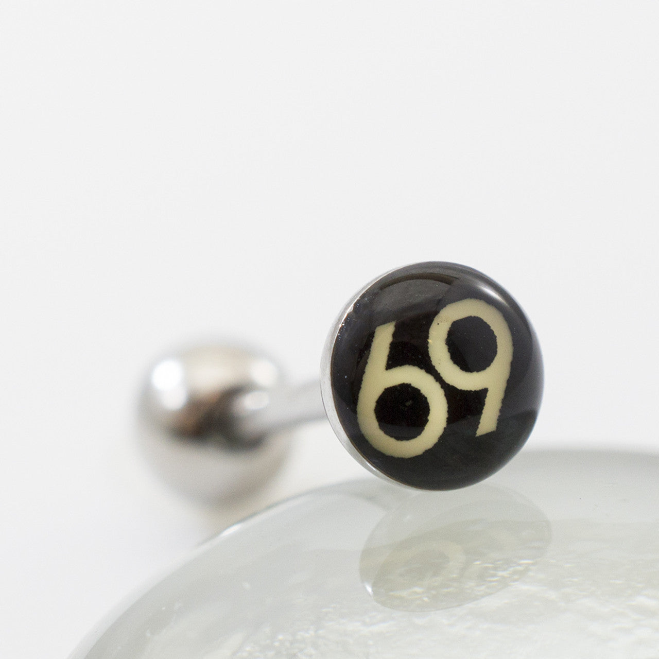 Surgical Steel Tongue Ring Straight Barbell 14 Gauge & Naughty Logos