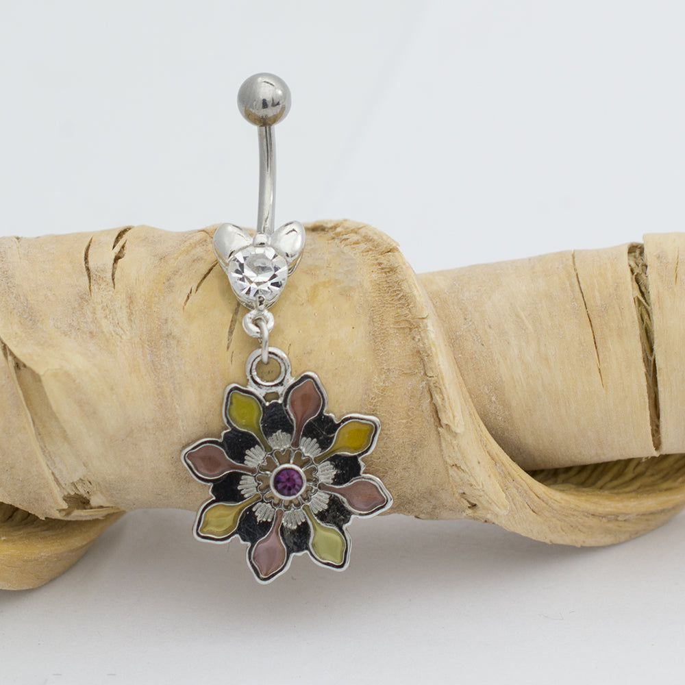 Surgical Steel 14 Gauge Luxe Modz Pastel Circular Flower Belly Ring - photo 3