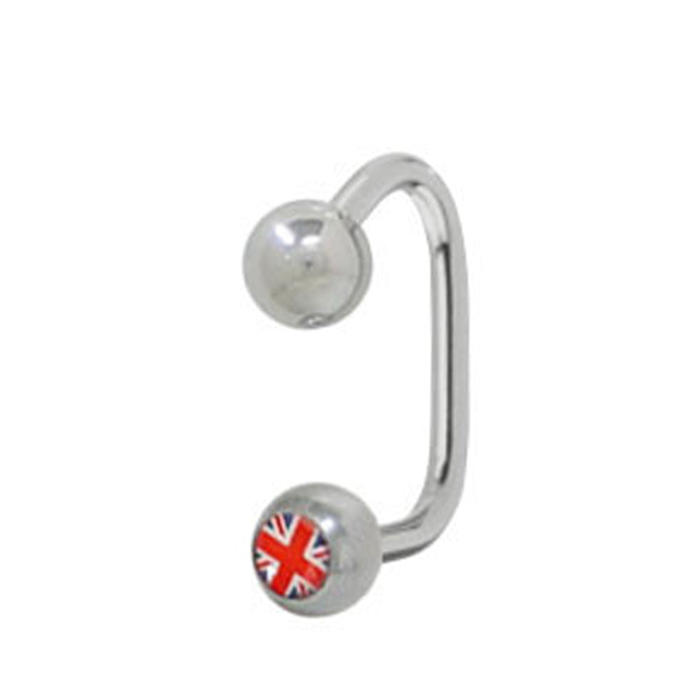 Surgical Steel 14 Gauge Lippy Loop Labret with British Flag Logo