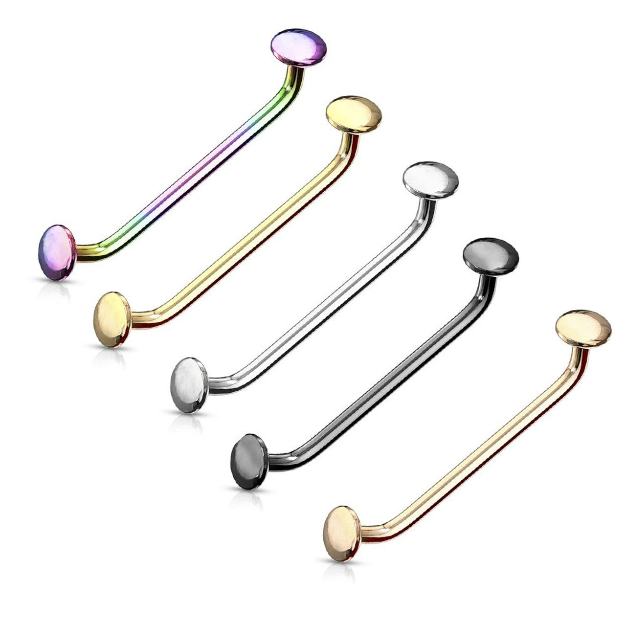 45 Degree Bent Surface Staple Barbells 16 Gauge With Flat Disc Ends