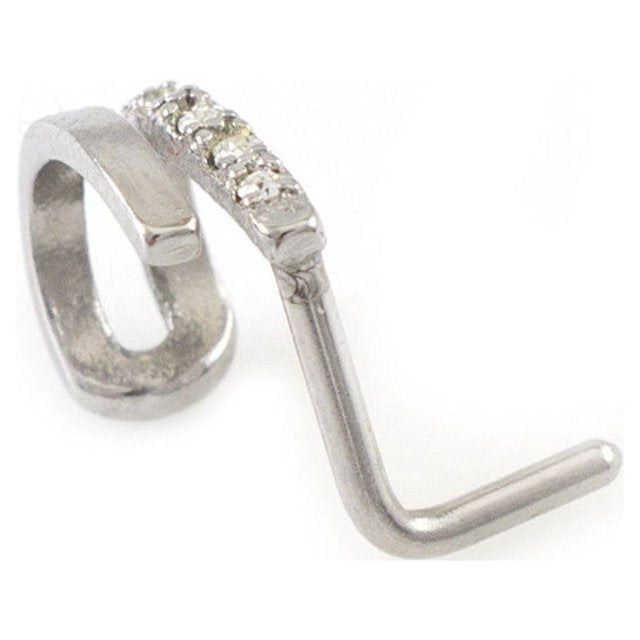 Surgical Steel Nose Ring 20 & 18 Gauge 1/4" L Bend With CZ Double Hoop