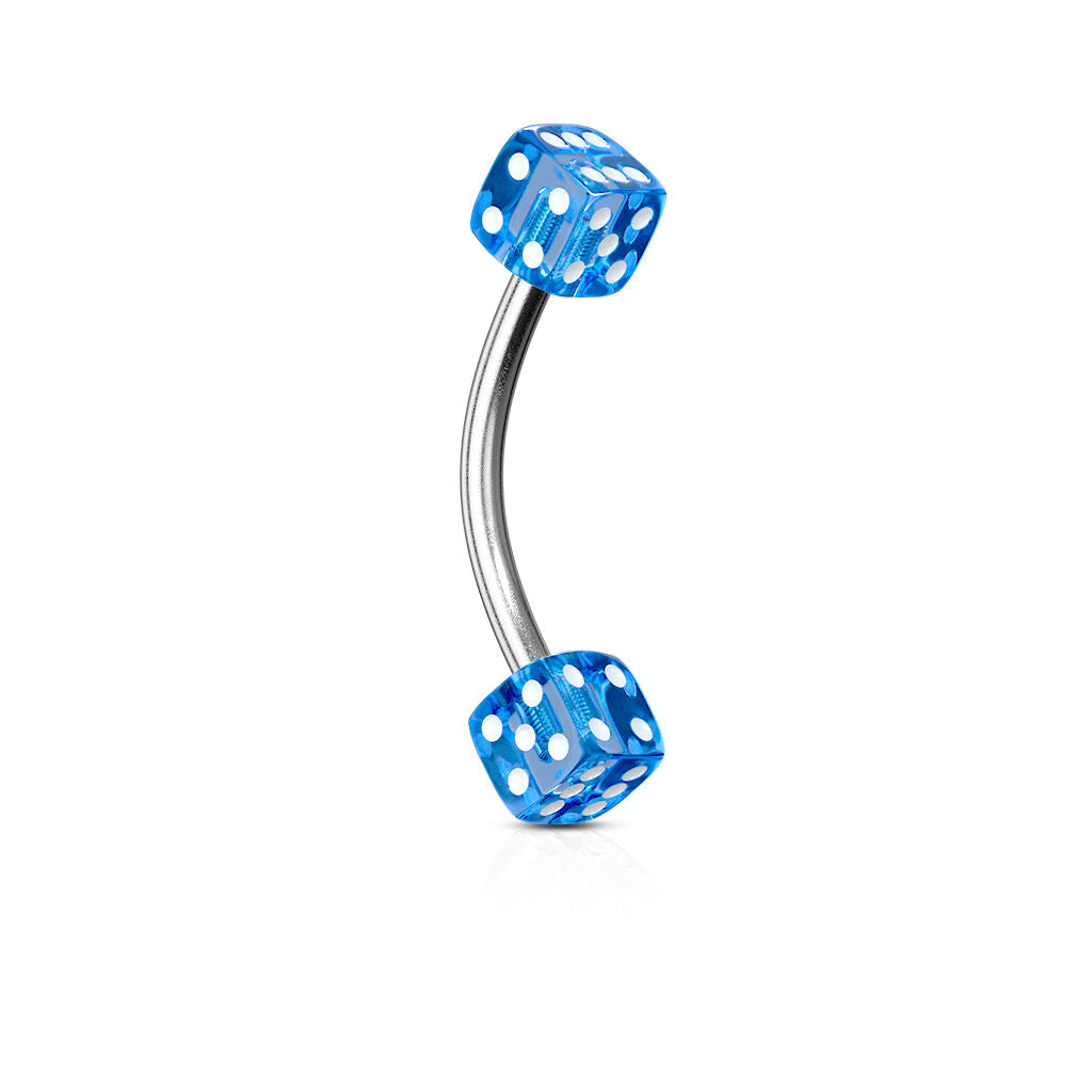 Surgical Steel Belly Button Ring 14 Gauge 7/16" 11 MM & Acrylic Dice
