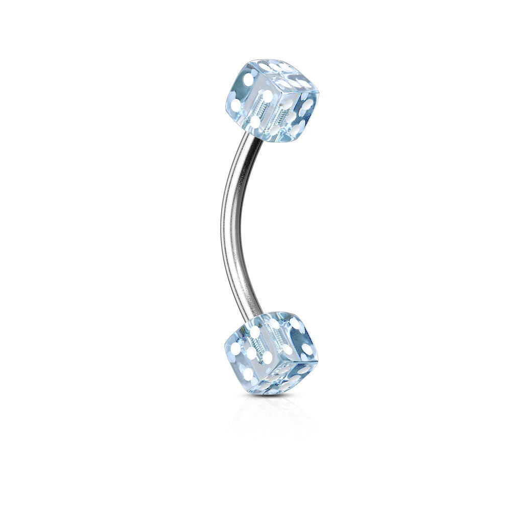 Surgical Steel Belly Button Ring 14 Gauge 7/16" 11 MM & Acrylic Dice