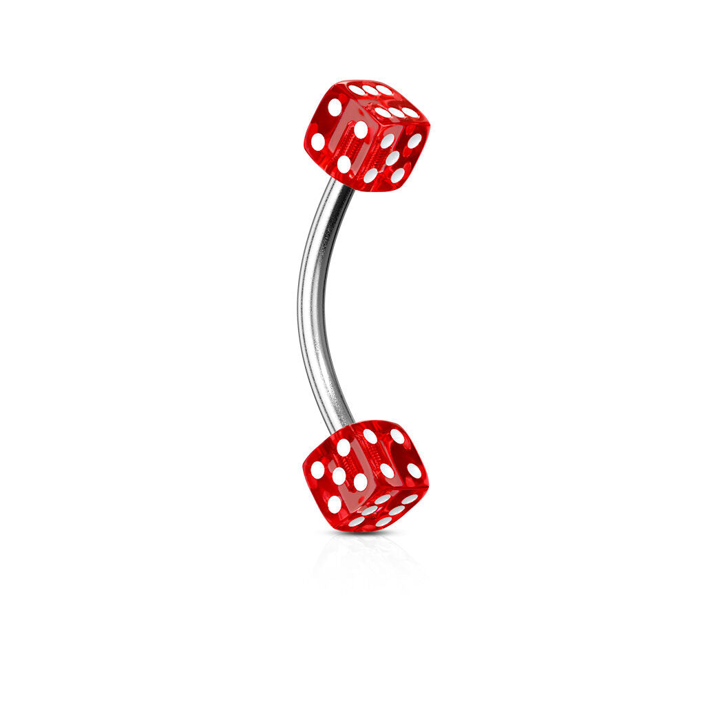 Surgical Steel Belly Button Ring 14 Gauge 7/16" 11 MM & Acrylic Dice