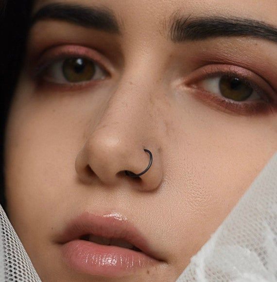 Surgical Steel Nose Hoop Ring 20 & 18 Gauge Black Gold Silver - 3 Pack