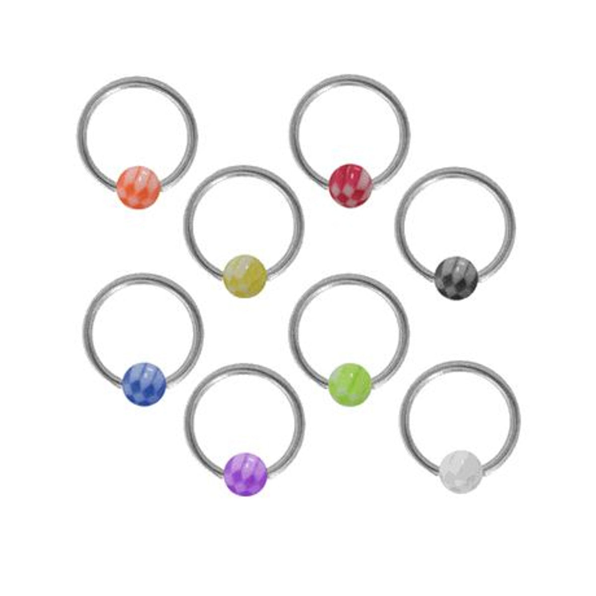 Surgical Steel 14 Gauge Captive Bead Ring with Acrylic Check Ball