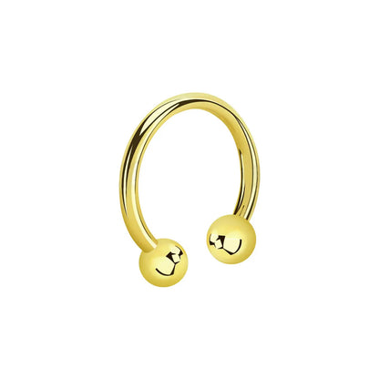 14 Karat Gold Horseshoe Circular Barbell Ring 16 Gauge Threadless