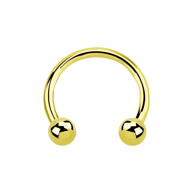 14 Karat Gold Horseshoe Circular Barbell Ring 16 Gauge Threadless