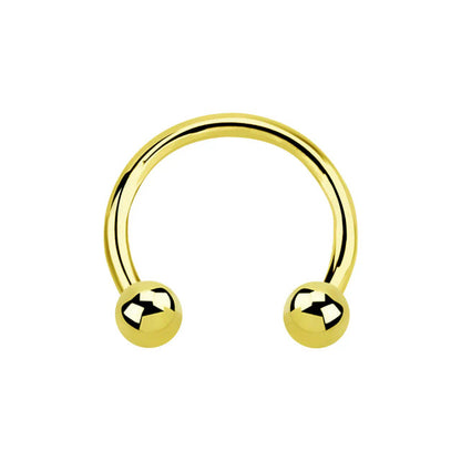 14 Karat Gold Horseshoe Circular Barbell Ring 16 Gauge Threadless