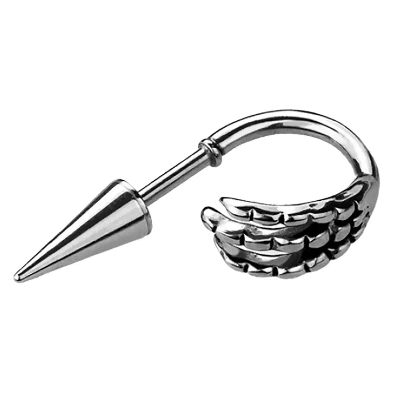 Surgical Steel Barbell Earring 16 Gauge With Spike & Dragon Claw Cuff